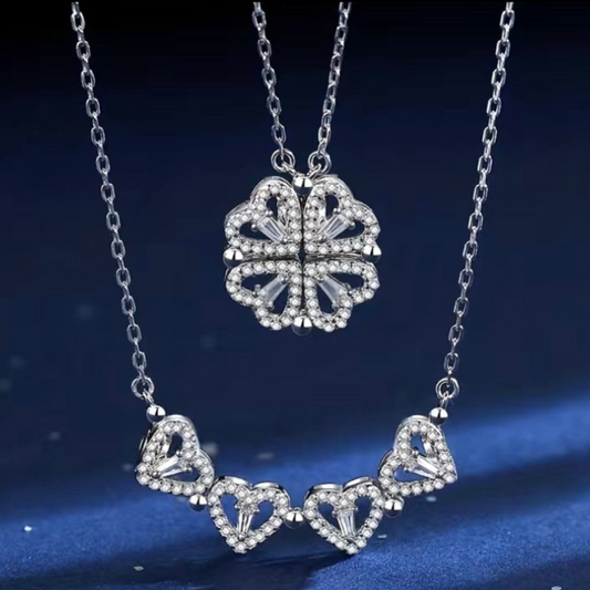 Jova NYC - 4 Hearts Clover Necklace (Silver)