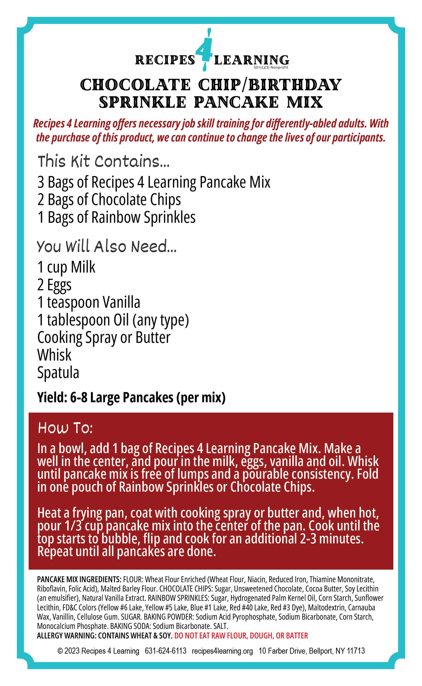 Recipes 4 Learning Pancake Mix - Choco Chip/Birthday Sprinkle