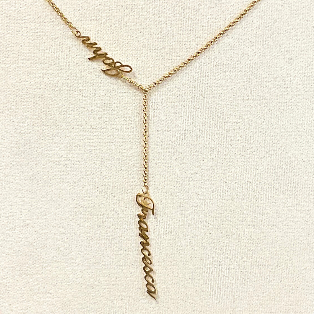 Jova NYC Lariat Double Name Necklace (Sterling Silver)