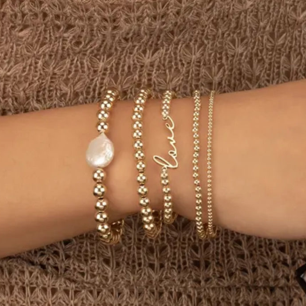 Jova NYC - Bead Bracelet Stack (Gold)