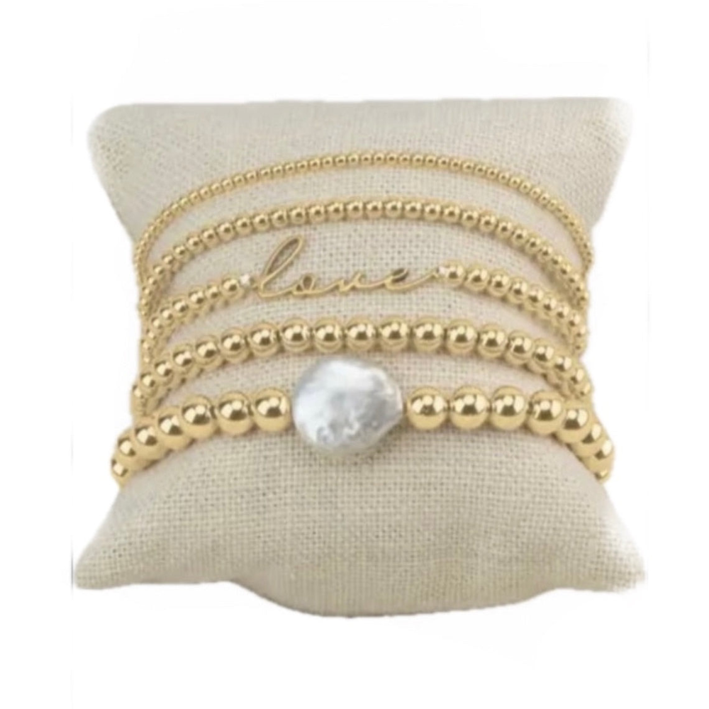 Jova NYC - Bead Bracelet Stack (Gold)