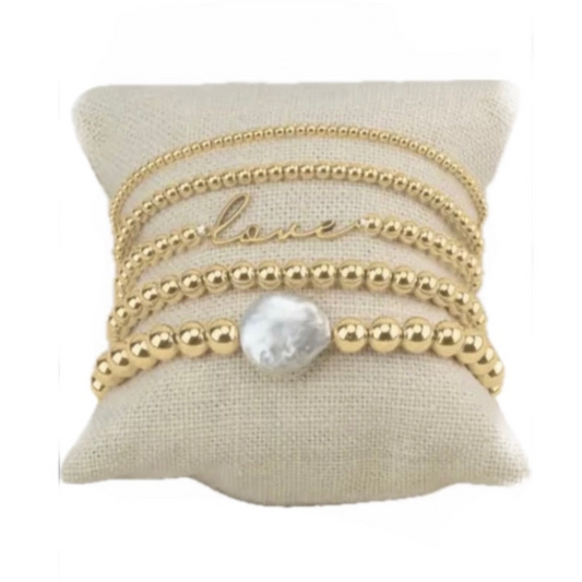 Jova NYC - Bead Bracelet Stack (Gold)