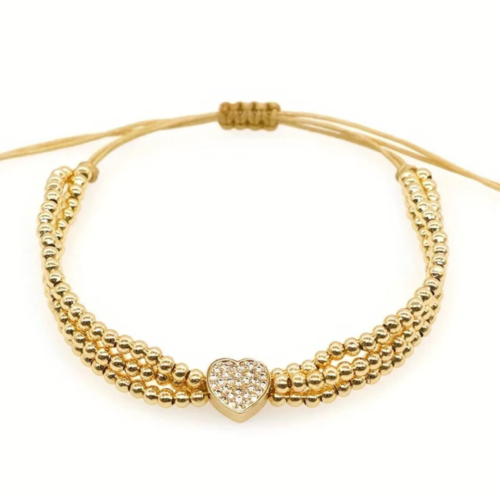 Jova NYC - Pavé Heart Bead Bracelet