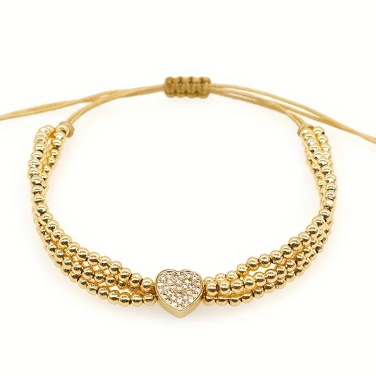 Jova NYC - Pavé Heart Bead Bracelet