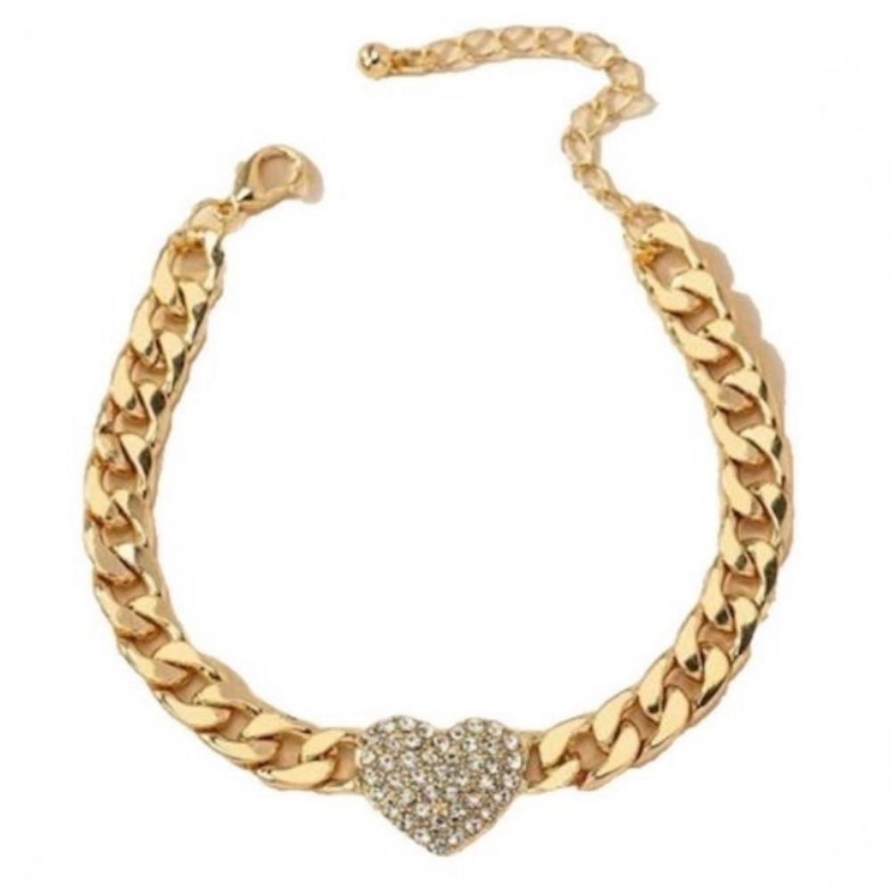 Jova NYC - Pavé Heart Link Bracelet