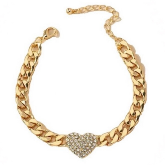 Jova NYC - Pavé Heart Link Bracelet