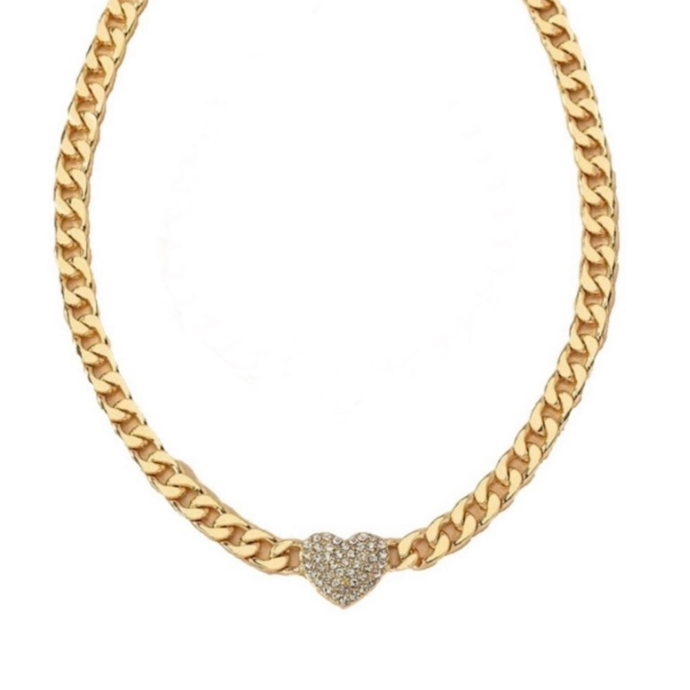 Jova NYC - Pavé Heart Link Necklace