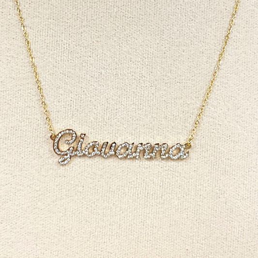 Jova NYC - Crystal Name Necklace (Sterling Silver)