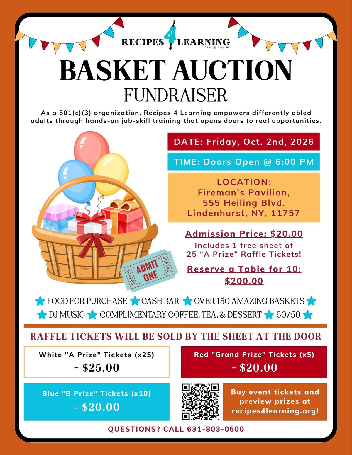 October Basket Auction Admission Tickets